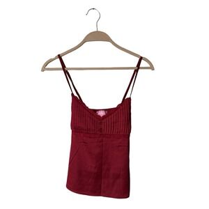 Edikted Blanca Satin Effect Lace Trim Tank Top sz medium red